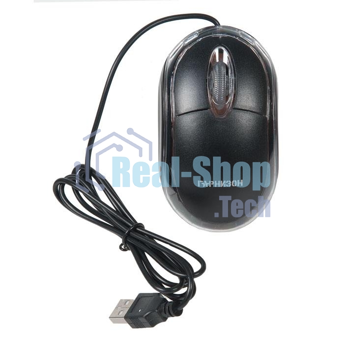 Мышь проводная Гарнизон GM-100 черный, 1000 dpi, USB, кнопки - 3
