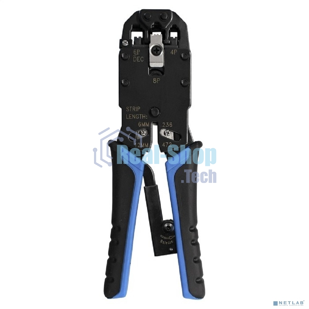 Инструмент ExeGate EX293155RUS EX-T2008R для обжима RJ-45, RJ-11/12 с храповым механизмом (прямой ход обжимки)