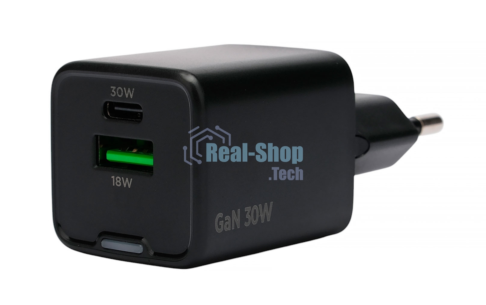 Зарядное устройство Cablexpert MP3A-PC-64, 30Вт GaN, 3А, QC4.0/PD, 1xUSB, 1xType-C, черный, пакет