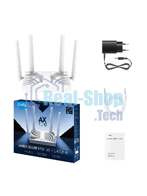 Роутер беспроводной Cudy WR3000E 2.0 Гигабитный роутер Wi-Fi 6 AX3000, 2,4/5 ГГц, до 2976 Мбит/с, 5x1 Гбит/с, IPv6, 4 антенны, черный