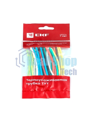 Термоусаживаемая трубка EKF tut-n-2 ТУТ 2/1 набор:7 цветов по 3шт. 100мм. EKF PROxima
