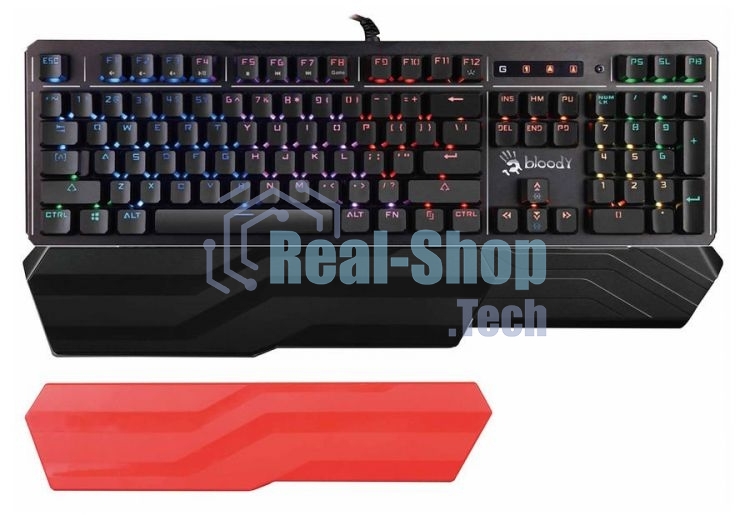 Клавиатура проводная A4 B975 механическая черный USB Gamer LED (подставка для запястий)