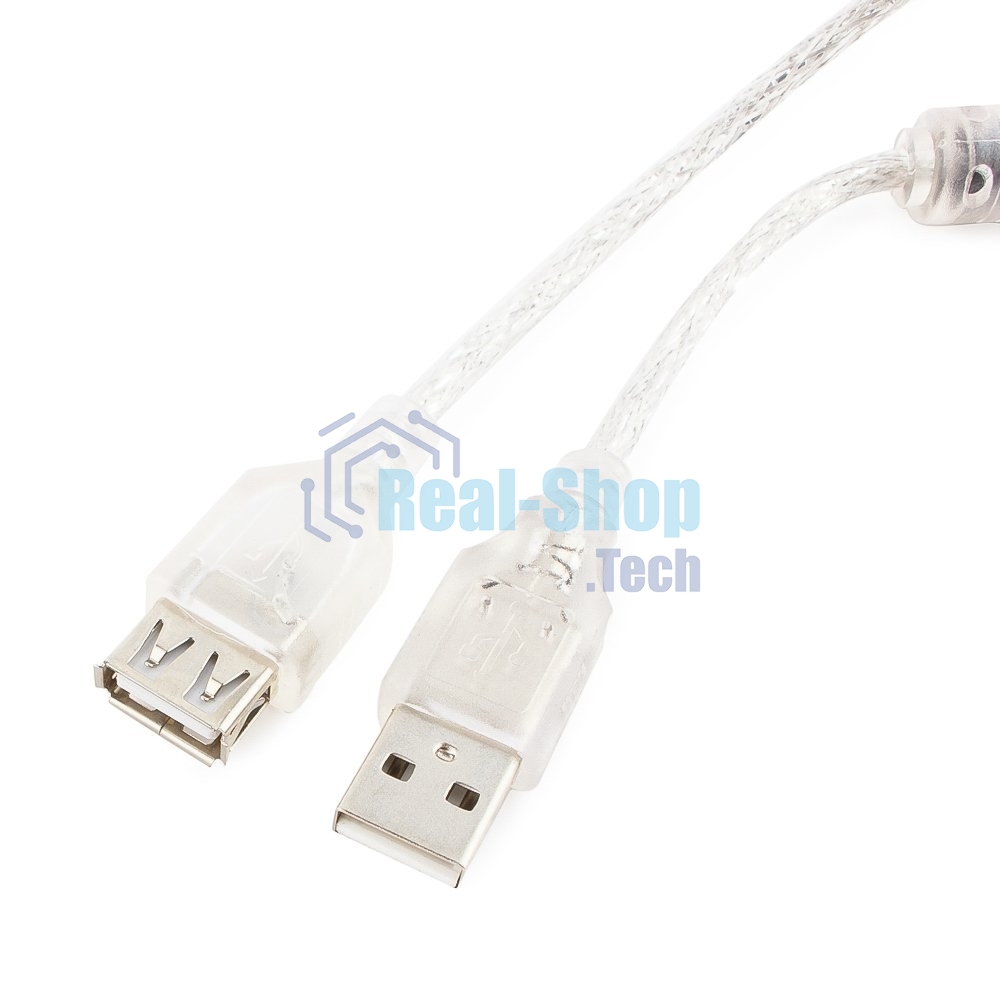Кабель Cablexpert USB2.0 Pro, AM/AF, 3м, экран, 2 феррит.кольца, прозрачный (CCF-USB2-AMAF-TR-10)