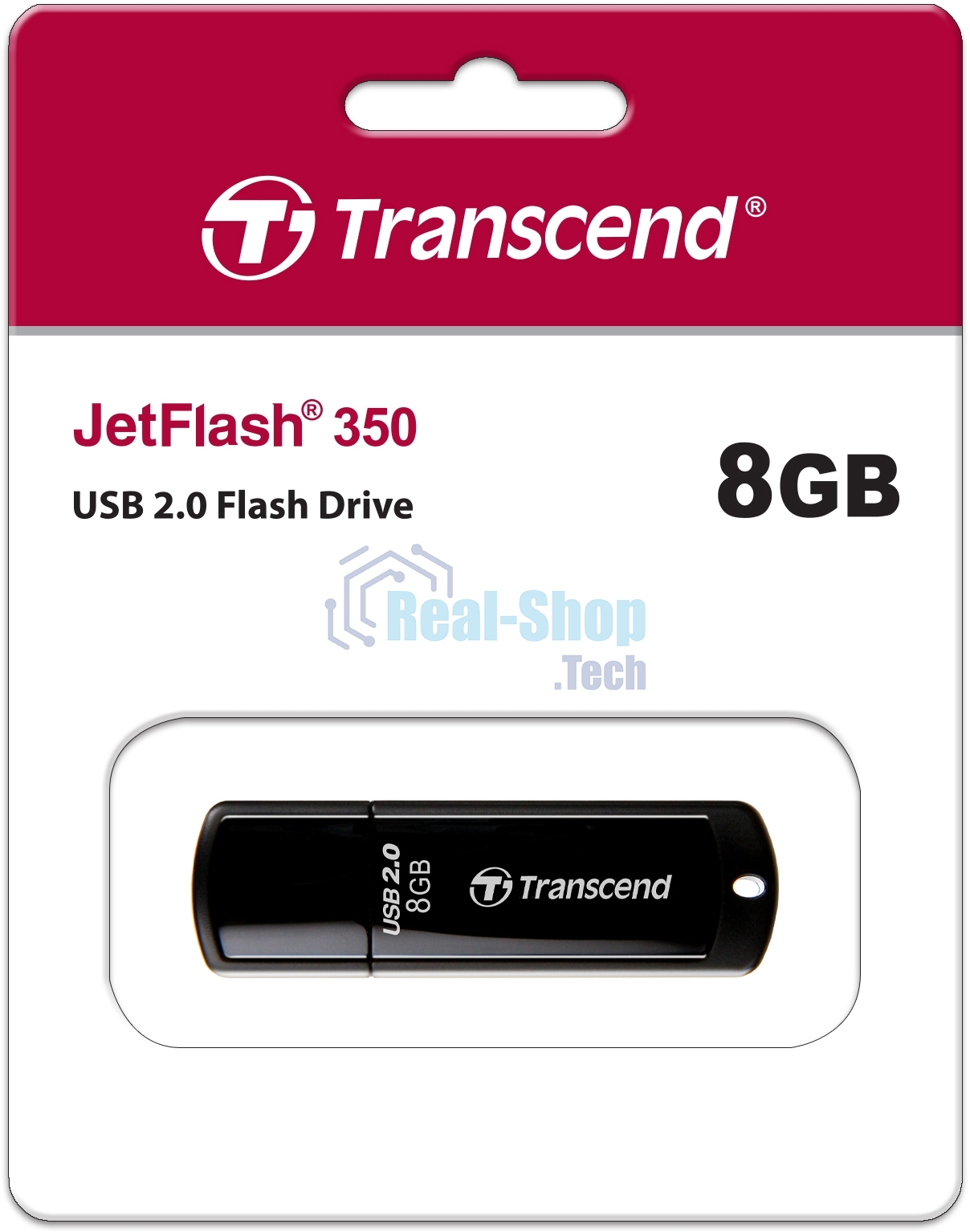 Флешка USB Transcend JetFlash 350 (TS8GJF350), 8Gb, USB 2.0, R/W 12/5, черный