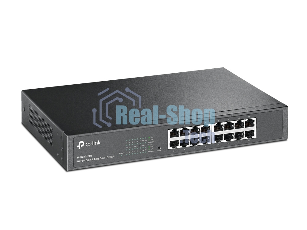 Сетевой коммутатор TP-Link SMB TL-SG1016DE 16-Port Gigabit Easy Smart Switch, 16 10/100/100Mbps RJ45 ports, MTU/Port/Tag-based VLAN, QoS, IGMP Snooping