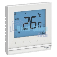 Термостат электрон.теплого пола с датч Schneider-electric ATN000138 ATLASDESIGN от + 5 до +35 °C, 16A,в сб., БЕЛЫЙ
