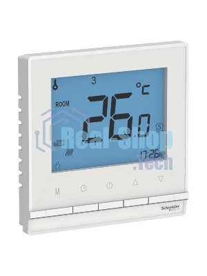 Термостат электрон.теплого пола с датч Schneider-electric ATN000138 ATLASDESIGN от + 5 до +35 °C, 16A,в сб., БЕЛЫЙ