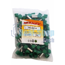 Наконечник штыревой втулочный Rexant изолированный F-14 мм 2х6 мм² (НШВи(2) 6.0-14/НГи2 6,0-14) зеленый