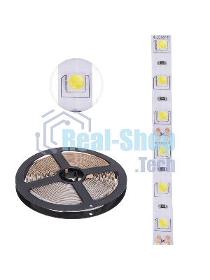 Лента светодиодная 5 м 12 В 5050 6500 К IP23 60 LED/м для БП с клеммами LAMPER