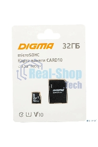 Флеш карта microSDXC 32Gb Class10 Digma CARD10 + adapter