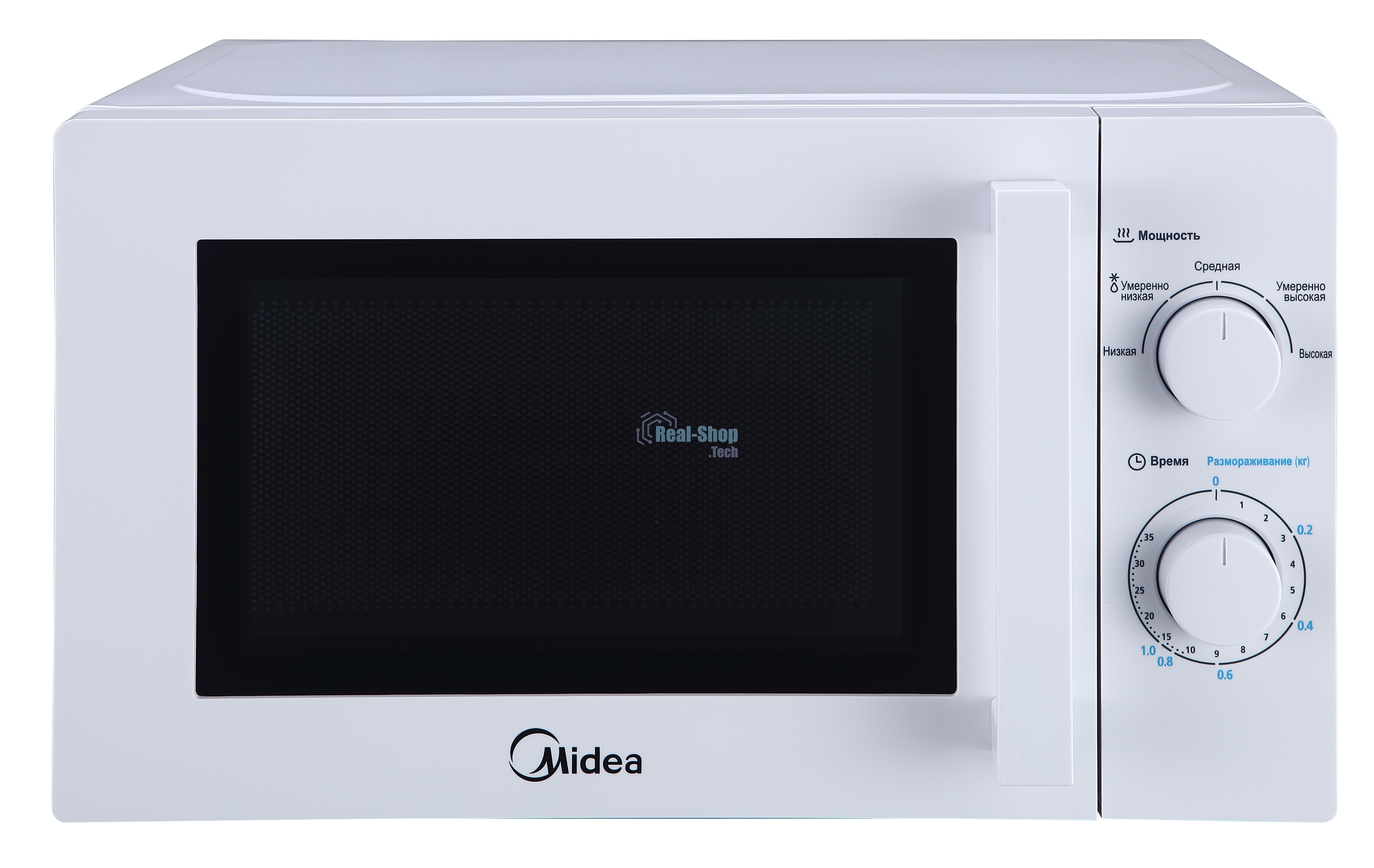 Микроволновая печь Midea MM720CY6-W белый, 20 л, 700 Вт, переключатели - поворотный механизм