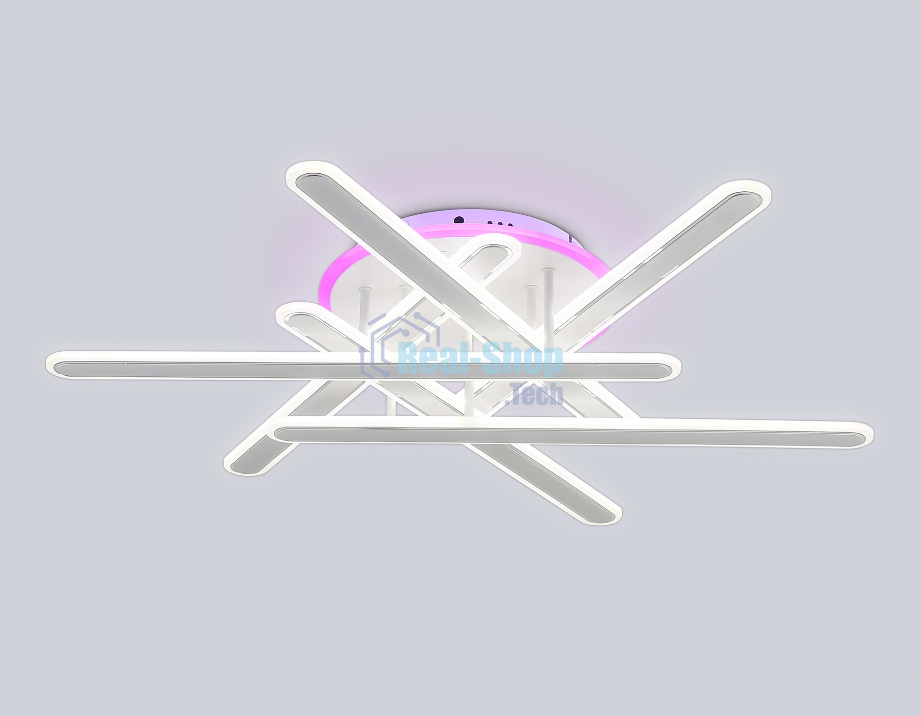 Потолочный светодиодный светильник FA8907 WH/CH белый/хром 135W 3000K-6400K+RGB 800*770*160 (ПДУ РАДИО 2.4G)