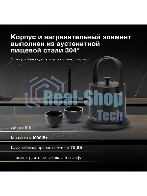 Чайник электрический Hyundai HYK-S2042 0.6 л, 1000 Вт, черный