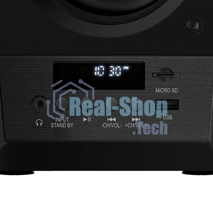 Акустическая система 2.0 SVEN MC-20, черный, мощность 2x45Вт (RMS), FM-тюнер, USB/microSD, дисплей, пульт ДУ, Bluetooth, Optical SVEN MC-20, черный, акустическая система 2.0, мощность 2x45Вт (RMS), FM-тюнер, USB/microSD, дисплей, пульт ДУ, Bluetooth, Opti