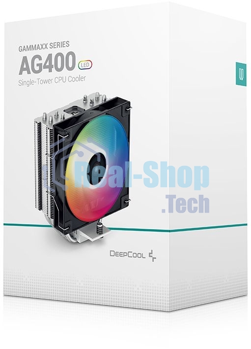 Кулер для процессора DEEPCOOL AG400 LED черный, 120 мм, алюминий/медь, 2000 об/мин, 31.6 дБ, 4 pin, 220 Вт, 150 мм