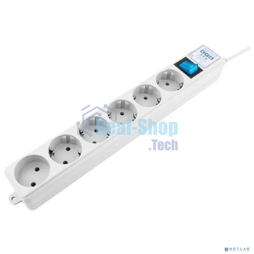 Сетевой фильтр Powercube SPL(5+1)-16B-P-3М-WHITE 3 м, 6 розеток, белый, коробка
