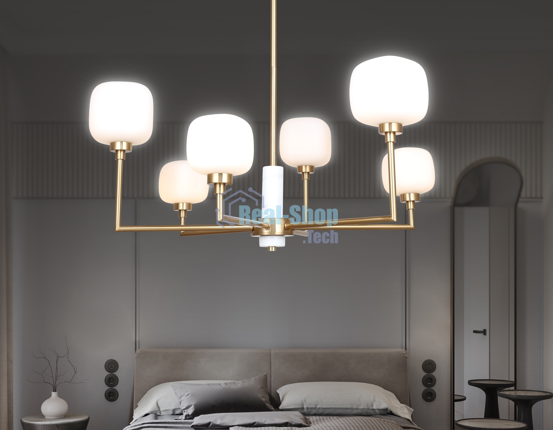 Люстра Ambrella light LH53015/6 BS/FR латунь/белый матовый G9*6 max 40W D690*680