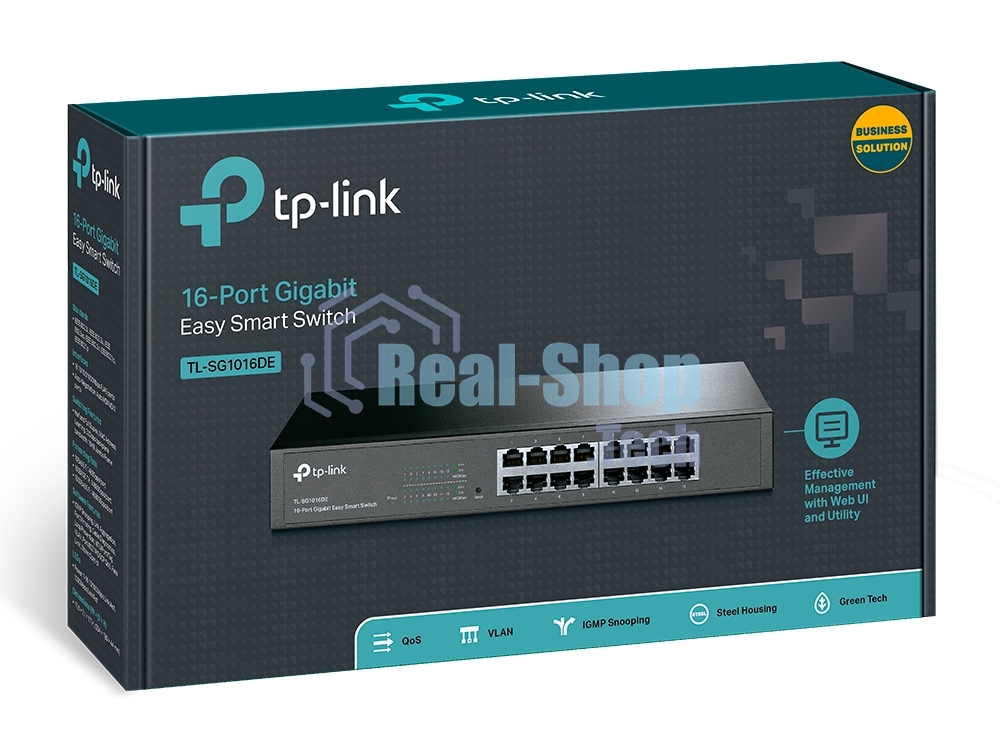 Сетевой коммутатор TP-Link SMB TL-SG1016DE 16-Port Gigabit Easy Smart Switch, 16 10/100/100Mbps RJ45 ports, MTU/Port/Tag-based VLAN, QoS, IGMP Snooping