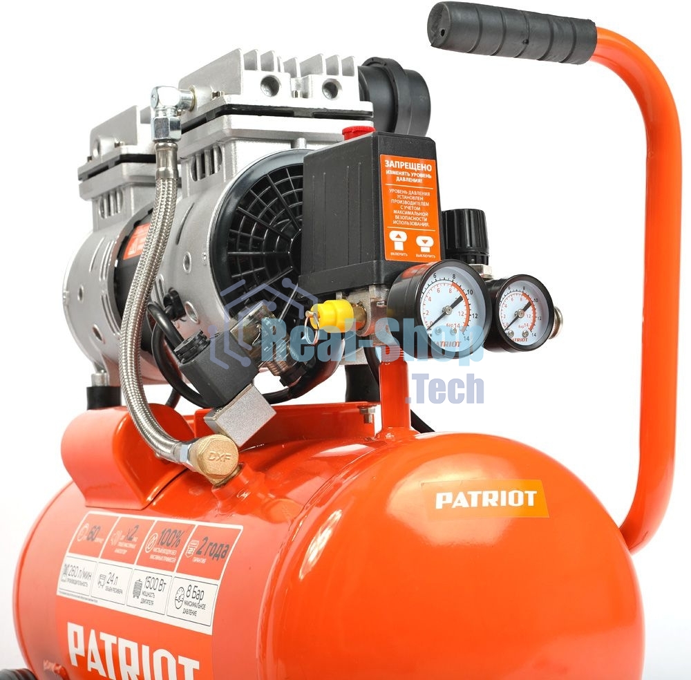 Компрессор поршневой безмасляный Patriot WO 24-260S, 260 л/мин, 8 бар, 1500 Вт, 24 л, быстросъемный 1/4
