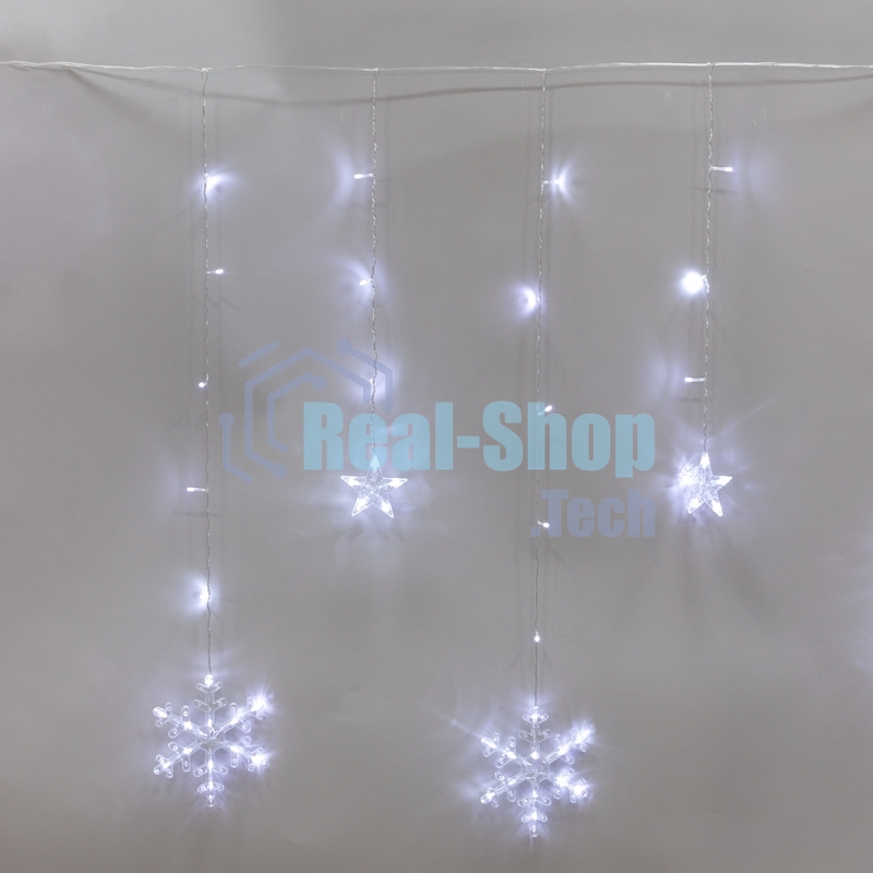 Гирлянда Neon-night Бахрома со снежинками 2,4х0,9м, 150 LED, белый, с контроллером 8 режимов, 230В