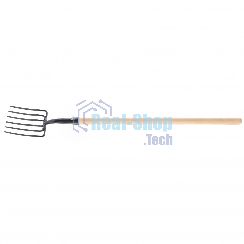 Вилы Россия 6-и рогие 195 х 220 мм удлиненная тулейка, с черенком 63805