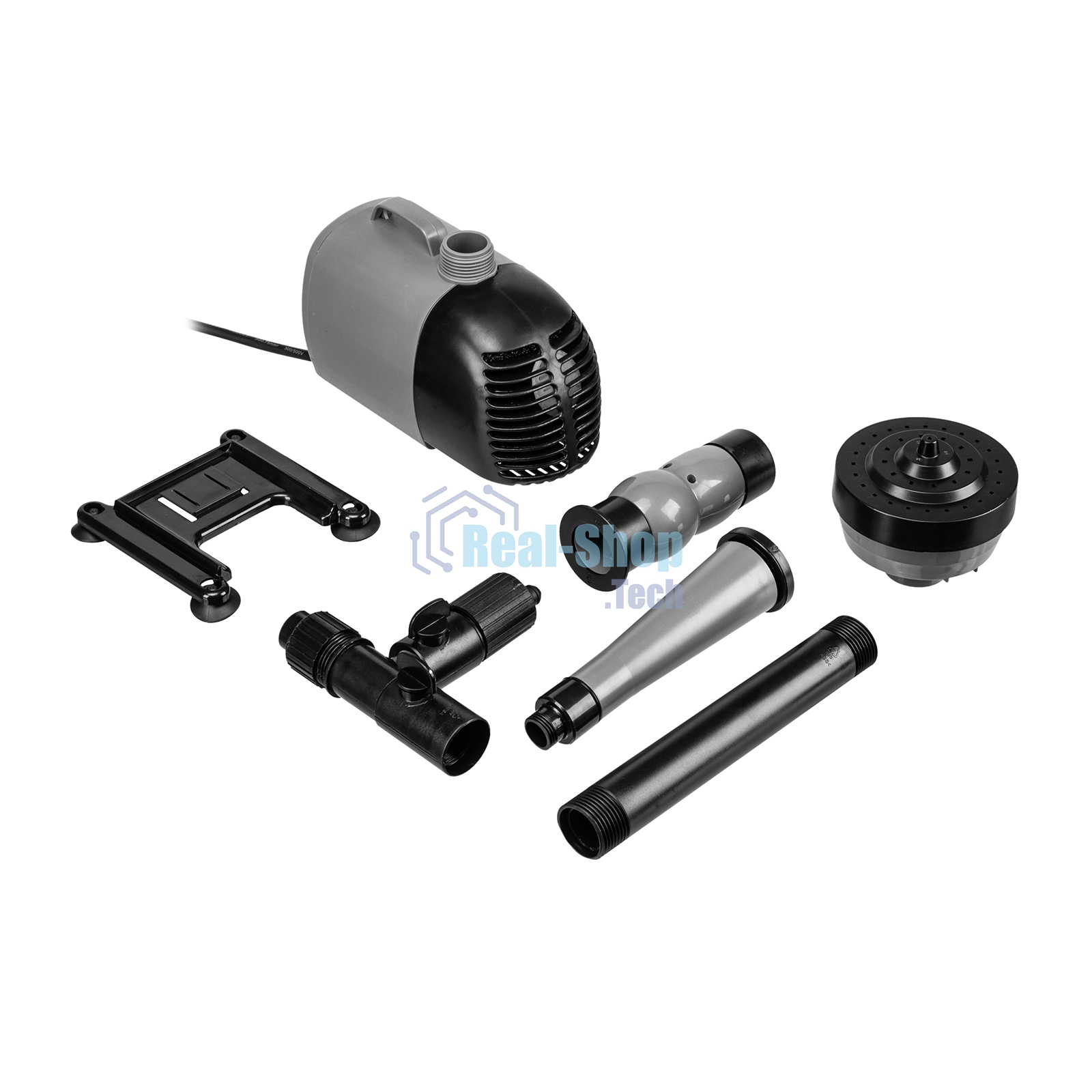 Насос фонтанный Denzel FNP110-34, 112 Вт, подъем 3,4 м, 3400 л/ч, колокольчик/каскад/гейзер