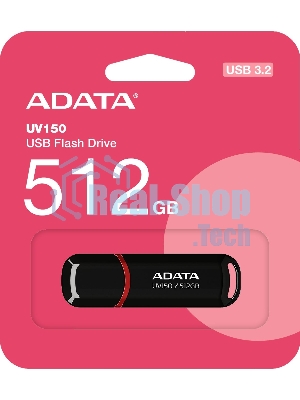 Флешка USB ADATA UV150 (AUV150-512G-RBK), 512Gb, USB 3.2, R/W 100/30, черный