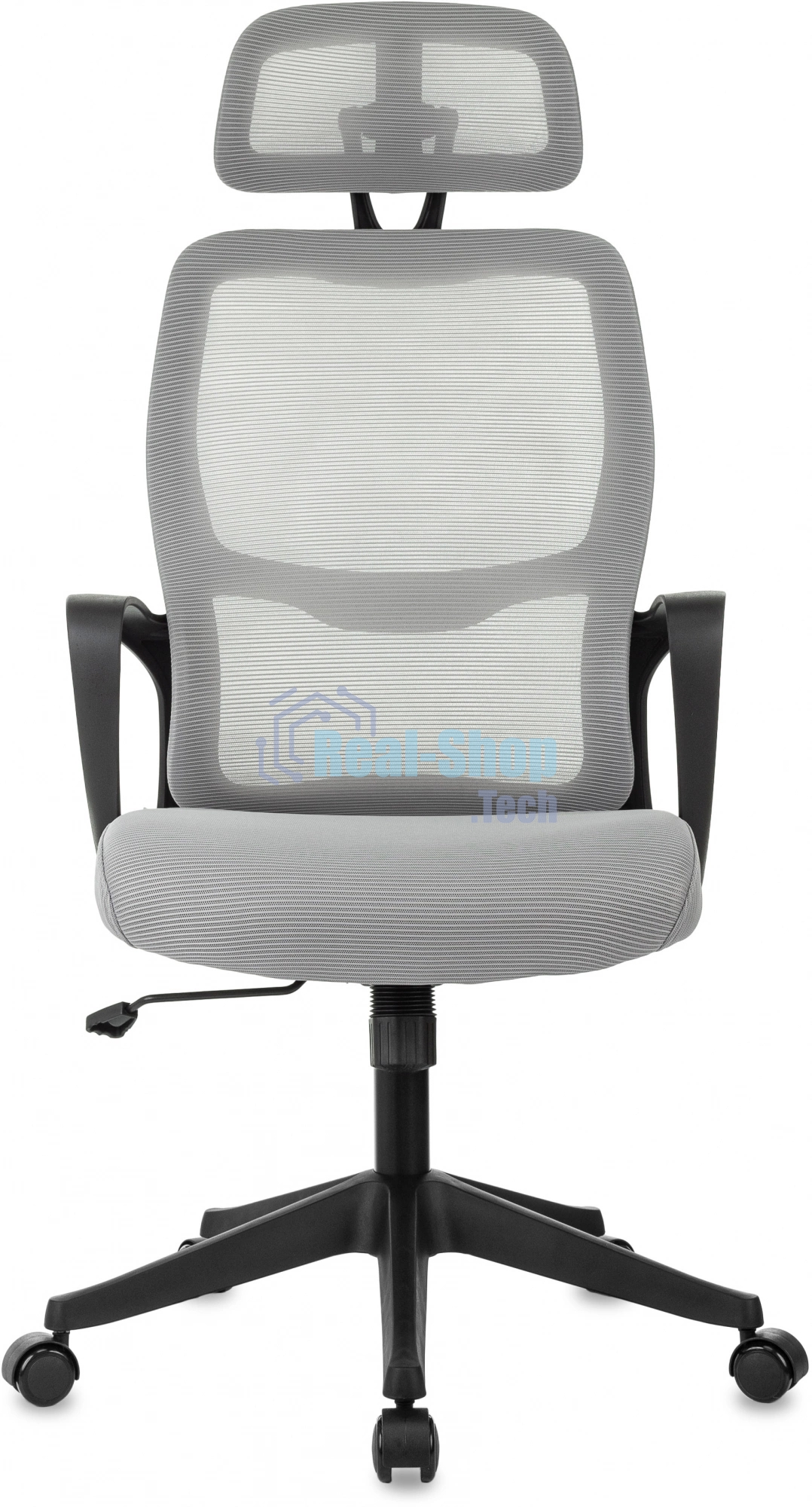 Кресло руководителя Бюрократ Wise серый, сетка/ткань, с подголов. крестов. пластик