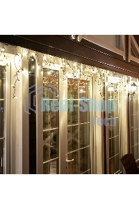 Гирлянда Neon-night Айсикл (бахрома) светодиодный, 4,8 х 0,6 м, черный провод, 230 В, диоды теплый белый, 176 LED