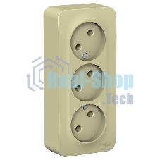 Розетка 3-ая б/з без шторок, изолир. пластина 16А, 250В SE Blanca наруж Беж