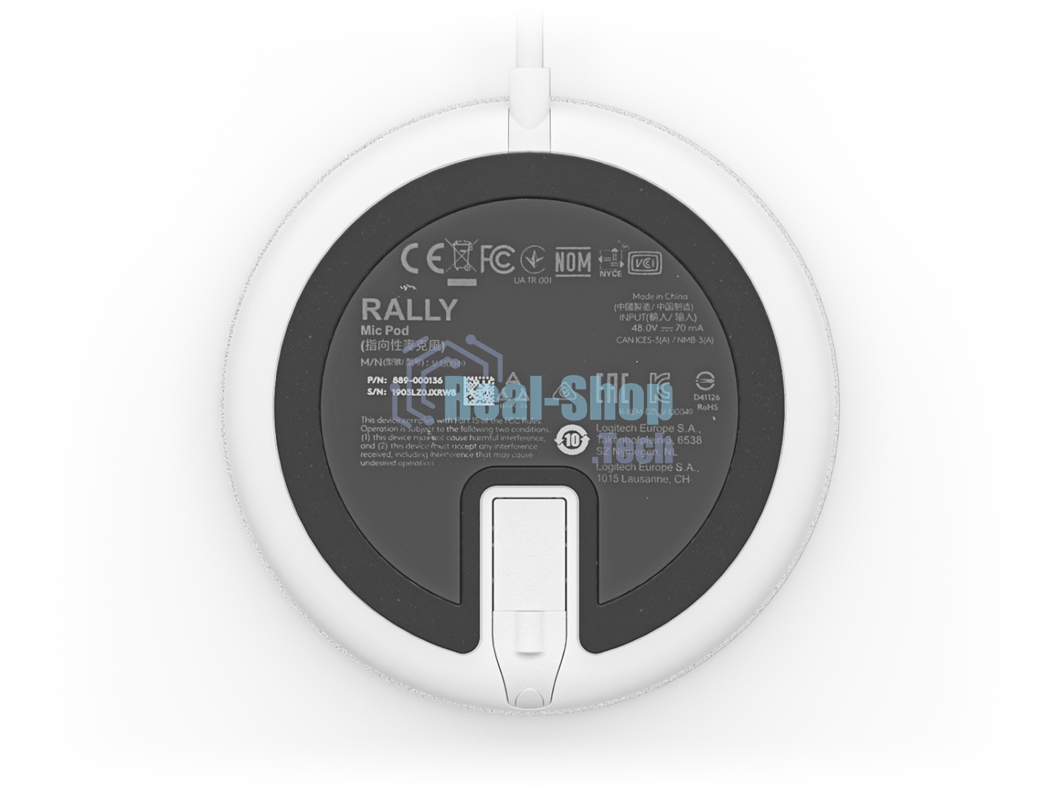 Микрофон Logitech Microphone for Rally ConferenceCamMic Pod Off белый