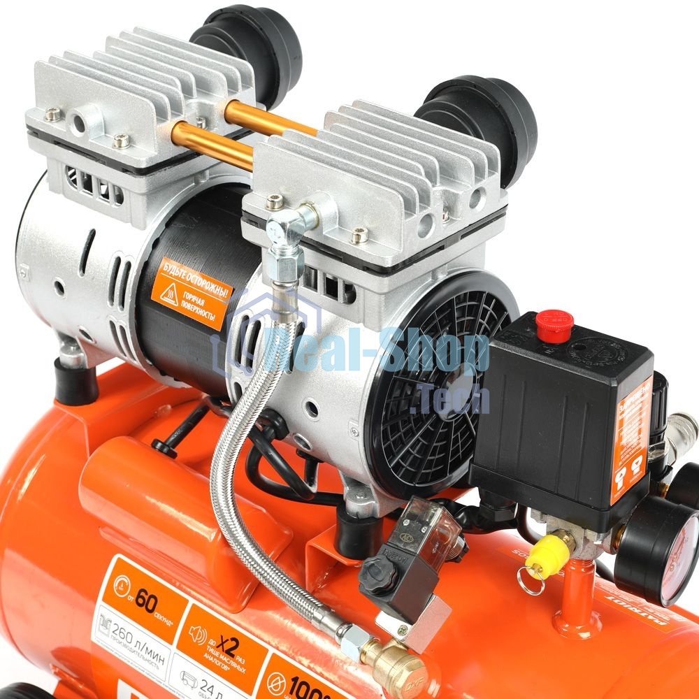 Компрессор поршневой безмасляный Patriot WO 24-260S, 260 л/мин, 8 бар, 1500 Вт, 24 л, быстросъемный 1/4