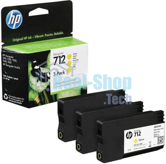 Картридж струйный HP 712 3ED79A желтый x3упак. (29мл) для HP DJ Т230/630