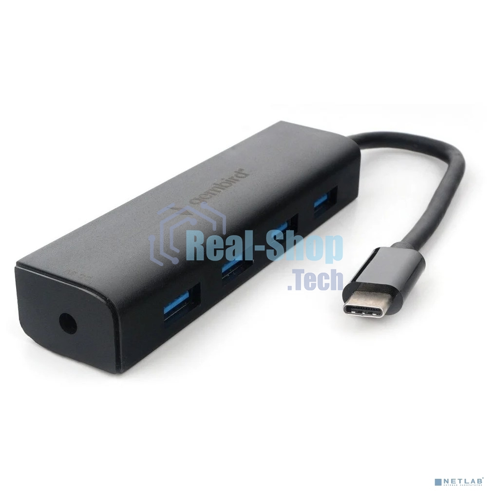 USB-концентратор USB 3.0 Gembird UHB-C364, 4 порта, Type-C, с доп питанием