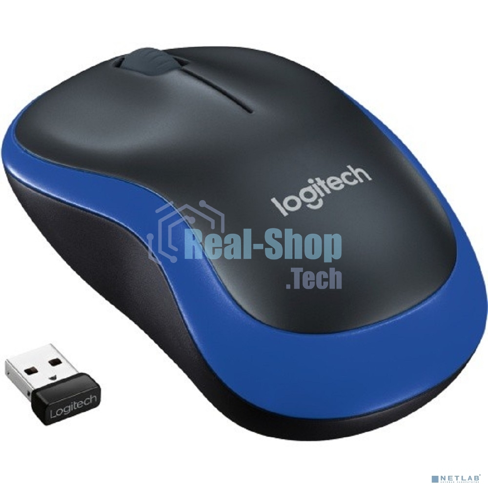 Мышь беспроводная Logitech M185 синий, 1000 dpi, радиоканал, USB, кнопки - 3