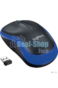 Мышь беспроводная Logitech M185 синий, 1000 dpi, радиоканал, USB, кнопки - 3