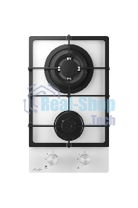 Газовая варочная панель MONSHER MGG 33 Blanc, газ, High-Tech, 30 см, автоматический электроподжиг, газ-контроль, форсунки под сжиженый газ, SABAF конфорки, чугунные решетки, белый