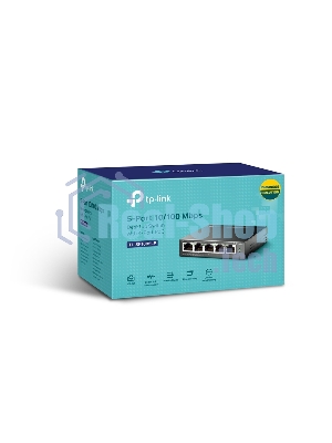 Коммутатор TP-Link 8-Port 10/100Mbps Unmanaged Switch with 4-Port PoE, metal case, desktop mount, PoE budget 41W.