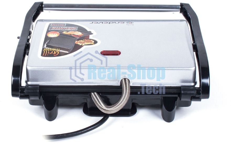 Гриль электрический Endever Grillmaster 115, 1500 Вт, авто терморегулятор, антипригарное покрытие, индикатор нагрева, серебристый/черный