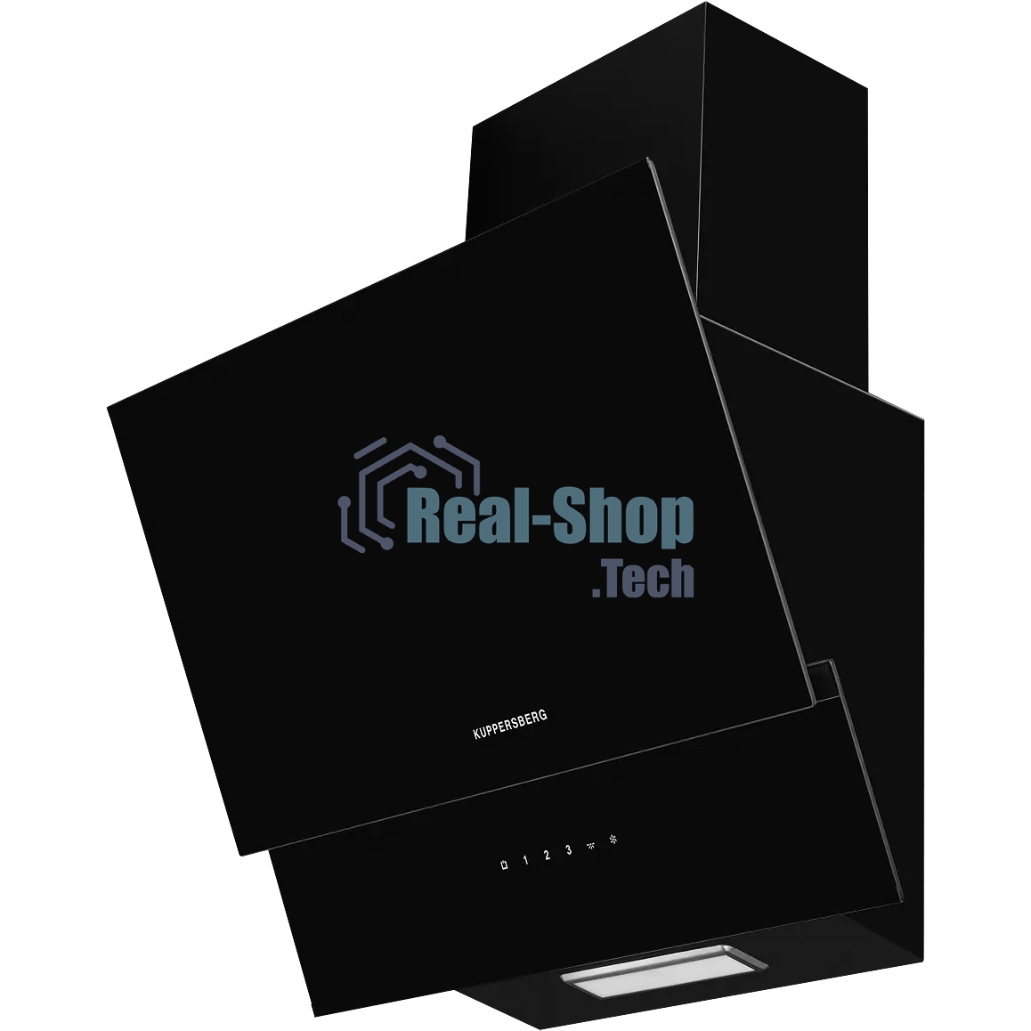 Вытяжка Kuppersberg F 601 BL ширина 60 см, отвод/рециркуляция, 600 м3/час, сенсорное управление, 3 скоростей, светодиодное освещение 1*2 Вт, металлический жироулавливающий фильтр, угольный фильтр KF-ES (опция), 46 дБ, черный / короб черная эмаль