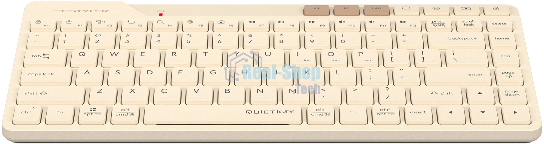 Клавиатура беспроводная A4Tech Fstyler FBK26C AS, USB, Bluetooth/Радиоканал, бежевый