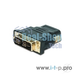 Переходник Cablexpert HDMI-DVI 19F/19M золотые разъемы, пакет, черный (A-HDMI-DVI-2)