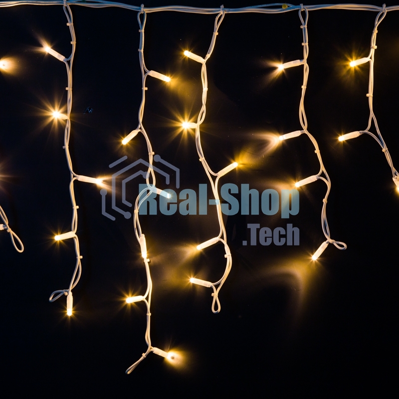 Гирлянда Neon-night Айсикл (Бахрома) светодиодная 4,0х0,6 м, с эффектом мерцания, белый провод каучук, 230 В, диоды теплые белые