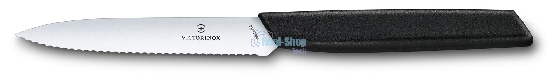 Нож кухонный Victorinox Swiss Modern (6.9003.10W) стальной разделочный лезв.100мм серрейт. заточка черный