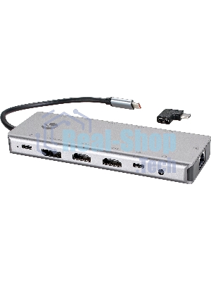 USB-концентратор VCOM CU4706, USB Type-C, HDMI/DP/USB3.0/TC/USB2.0/RJ45/SD/TF/PD/3.5 мм jack, USB Type-C