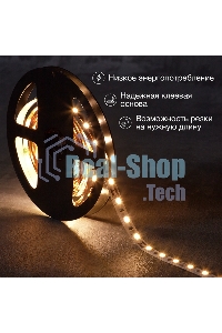 Лента светодиодная 3 м 12 В 5050 2700 К IP23 60 LED/м для БП с клеммами LAMPER