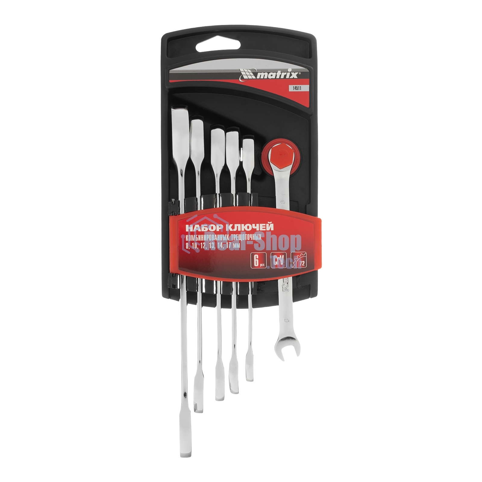 Набор ключей Matrix комбинированных, трещеточных 6 шт