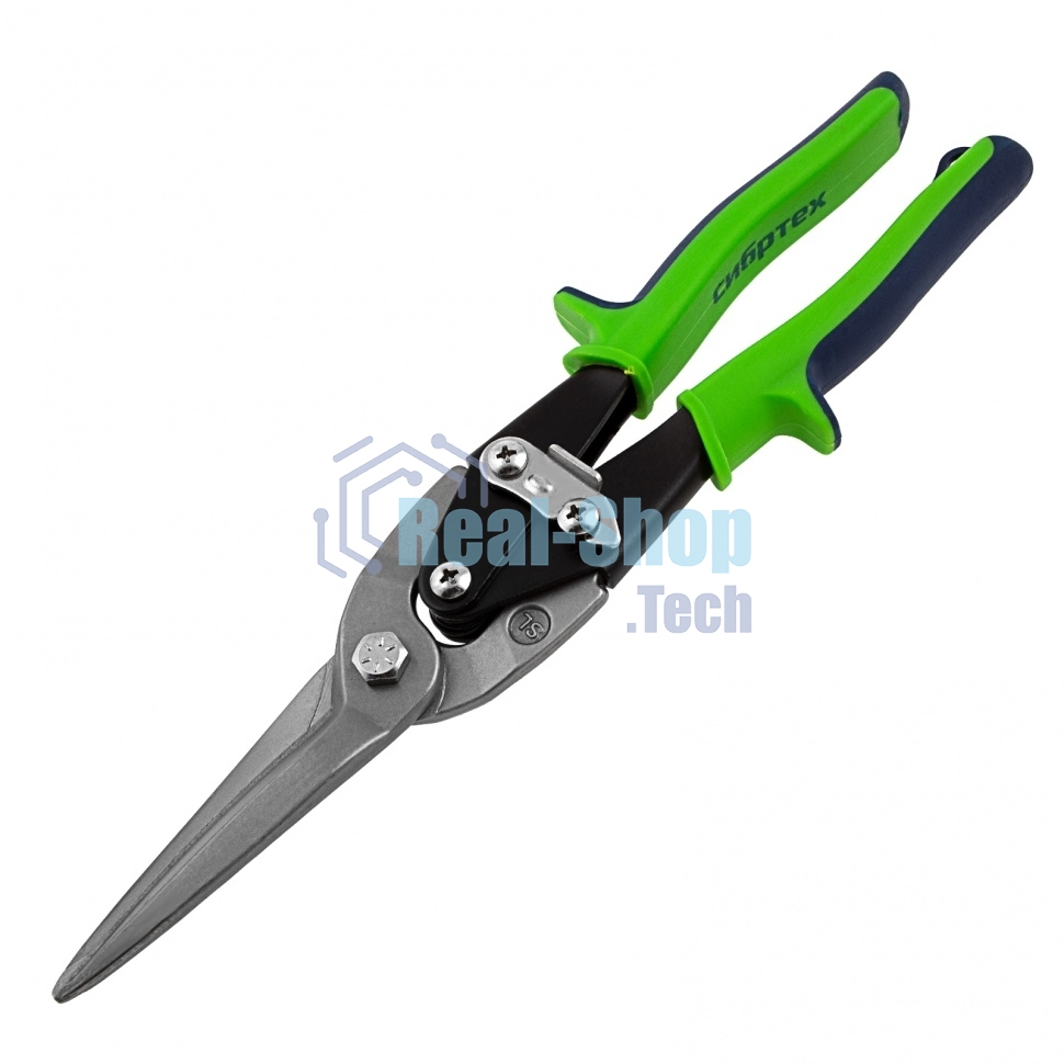 Ножницы по металлу Сибртех, удлиненные, 285 мм, пряморежущие, 2-комп.обрезиненные рук-ки