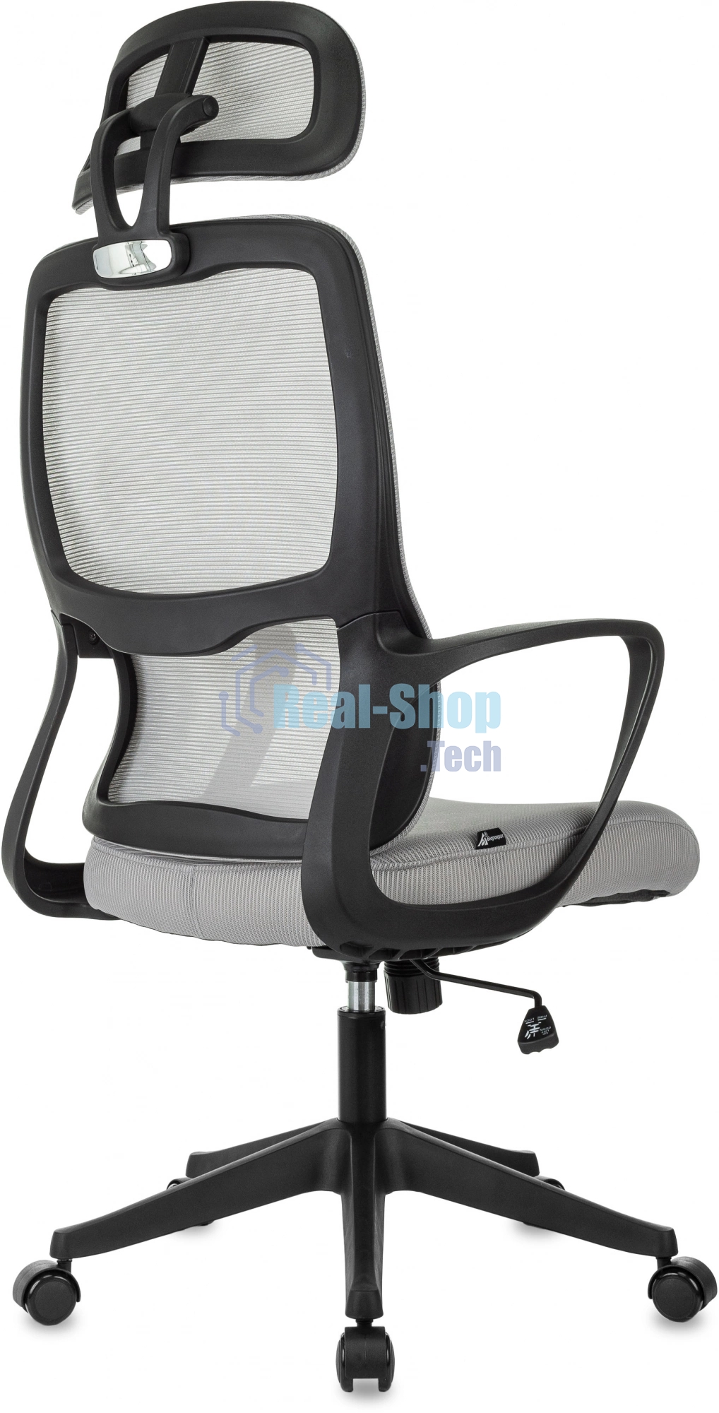 Кресло руководителя Бюрократ Wise серый, сетка/ткань, с подголов. крестов. пластик