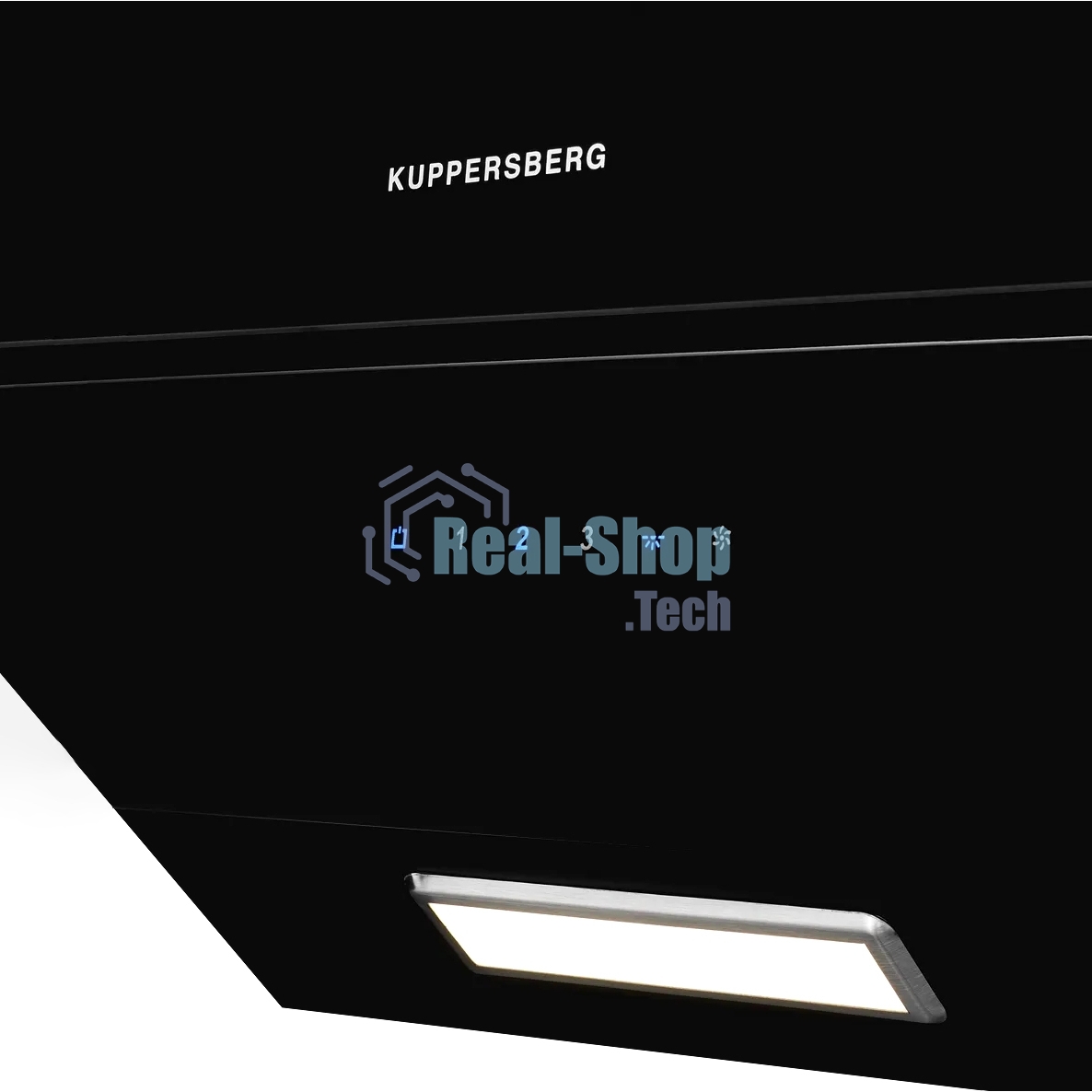 Вытяжка Kuppersberg F 601 BL ширина 60 см, отвод/рециркуляция, 600 м3/час, сенсорное управление, 3 скоростей, светодиодное освещение 1*2 Вт, металлический жироулавливающий фильтр, угольный фильтр KF-ES (опция), 46 дБ, черный / короб черная эмаль